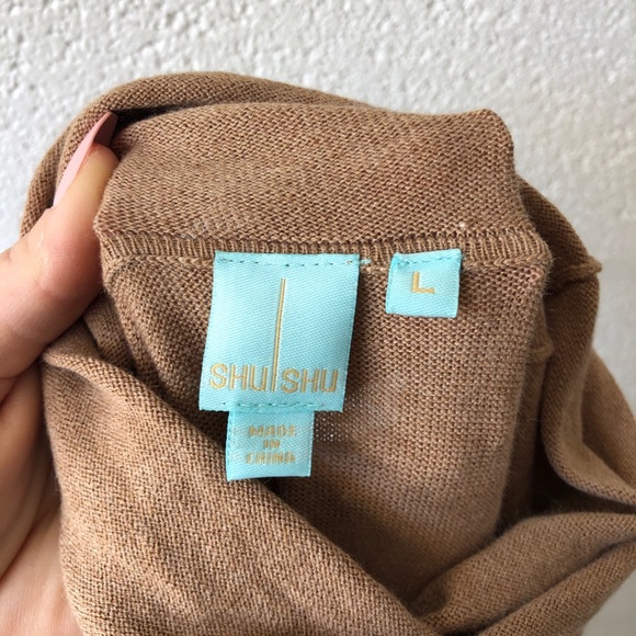 ShuShu tan high neck sweater dress sz: L - Picture 3 of 6